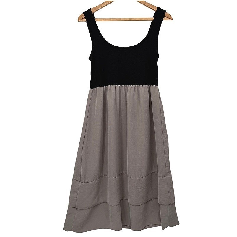 Mossimo Midi Contrast Dress Colorblock Satin Skirt Tiered Hem Casual Dressy Md